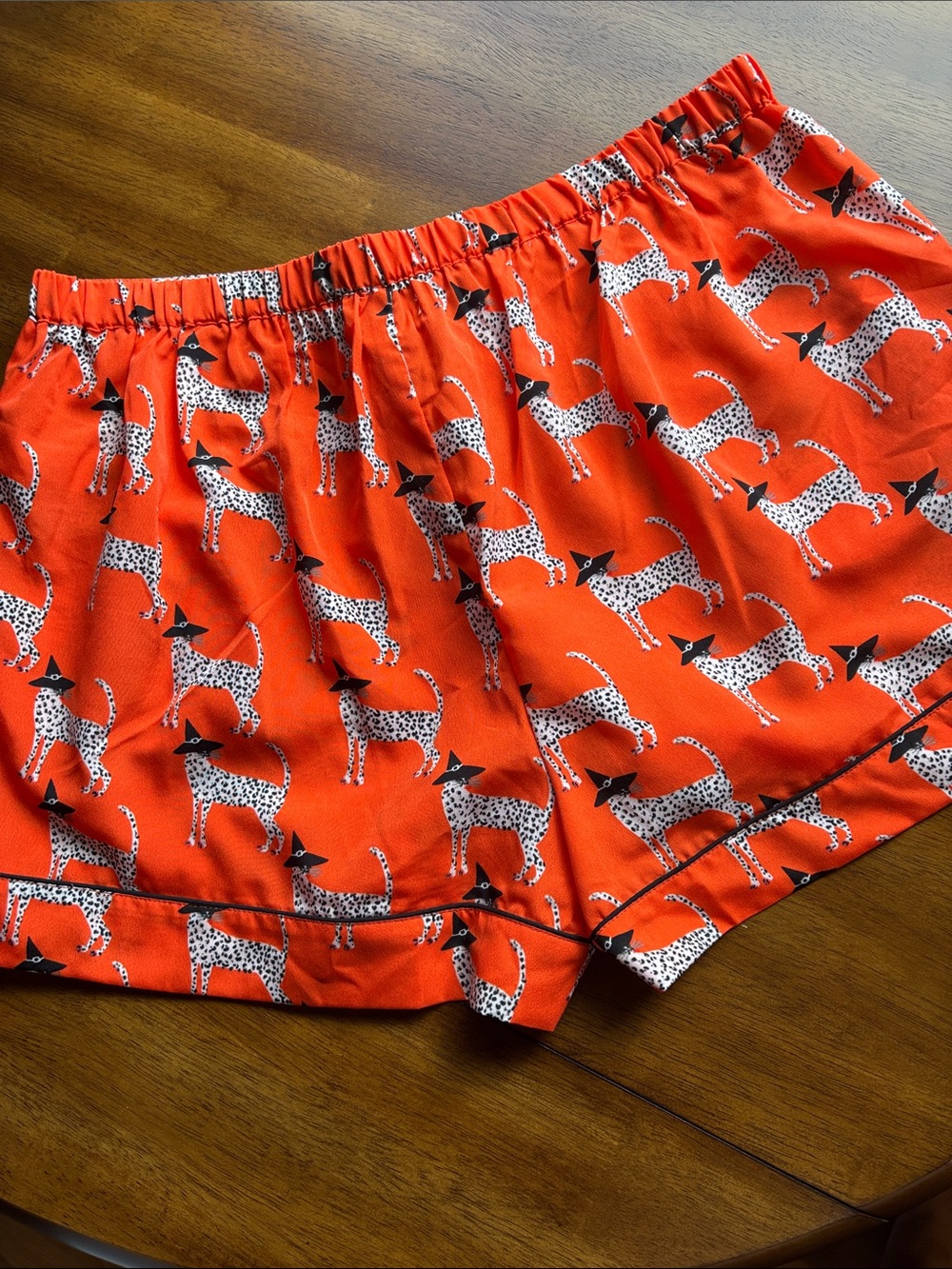 Bouffants & Broken Hearts Orange Dalmatian Print Pull-On Shorts - Picture 4 of 4